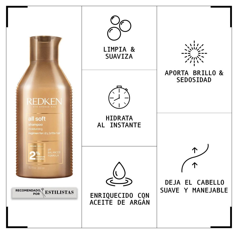 All Soft Shampoo 300Ml- Redken